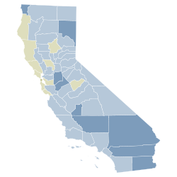 Electoral results by county. 2008 California Proposition 9 results map by county.svg