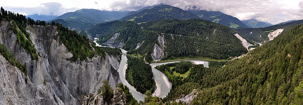 The Anterior Rhine (here at the Rhine Gorge) is one of the largest rivers in the canton.