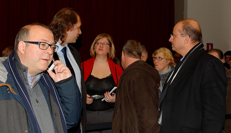 Damien Meslot, député-maire de Belfort, Éric Koeberlé, maire de Bavilliers et Christophe Grudler, conseiller général du Territoire de Belfort.