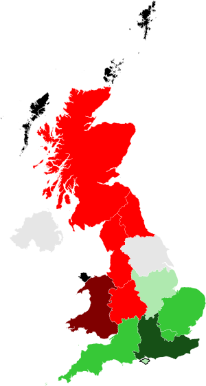 Map showing the impact by nation and region of the UK.
.mw-parser-output .legend{page-break-inside:avoid;break-inside:avoid-column}.mw-parser-output .legend-color{display:inline-block;min-width:1.25em;height:1.25em;line-height:1.25;margin:1px 0;text-align:center;border:1px solid black;background-color:transparent;color:black}.mw-parser-output .legend-text{}
region gaining 5 or more seats
region gaining 2-4 seats
region gaining 1 seat
region keeps the same number of seats
region loses 2-4 seats
region loses 5 or more seats
protected Island constituencies that are unaffected by the changes 2023 Periodic Review of Westminster constituencies - regional change.svg