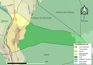 Mapa de colores que muestra el uso de la tierra.