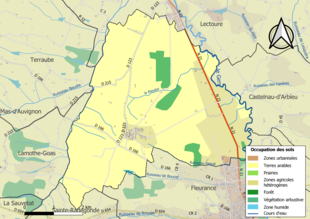 Kolorowa mapa przedstawiająca użytkowanie gruntów.