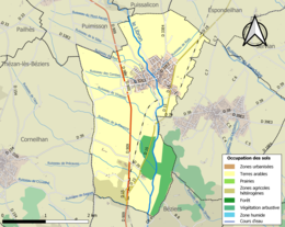 Carte des infrastructures et de l'occupation des sols de la commune en 2018 (CLC).