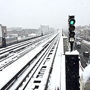 46th Street–Bliss Street station in Sunnyside, Queens, February 2014.