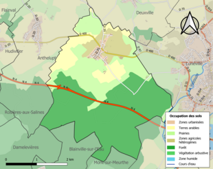 Carte en couleurs présentant l'occupation des sols.