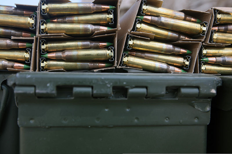 File:556 ball rounds await firing during small unit leadership training on range 106 held at Marine Air Ground Combat Center Twentynine Palms, Calif., June 12, 2013 130612-M-KL428-017.jpg