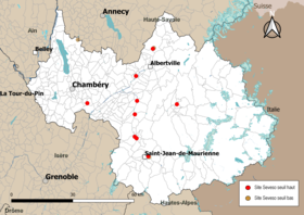 Mapa gmin z lokalizacjami Seveso