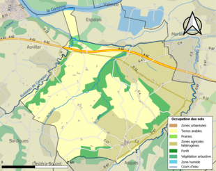 Barevná mapa znázorňující využití půdy.