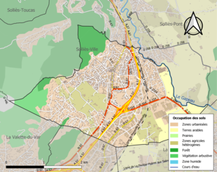 Kolorowa mapa przedstawiająca użytkowanie gruntów.