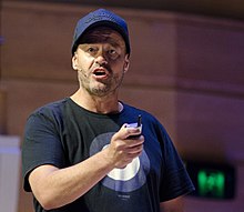 Adam Spencer, speaking at the Australian Skeptics National Convention 2017. Presentation title: The Number Games. Adam Spencer -Aus Skeptics convention 2017.jpg