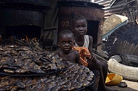 Fish roasting in Makoko