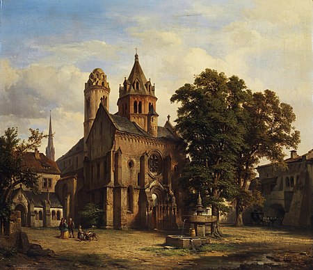 Albert Emil Kirchner Blick auf eine romanische Kirche