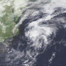 A weak tropical cyclone off the United States East Coast