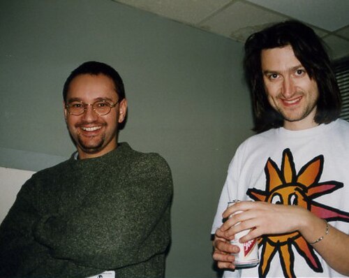 Band founders Andy Poole (left) and Gregory Spawton in 1996