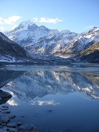 Aoraki / Mount Cook, located on the South Island of New Zealand