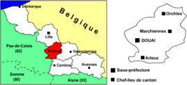 Location of Douai in Nord-Pas-de-Calais