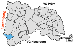 Lage von Dasburg in der Verbandsgemeinde Arzfeld