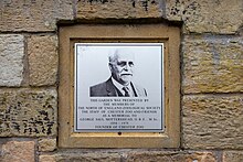 Plaque in a garden at the zoo as a memorial to the founder, George Saul Mottershead. At Chester Zoo 2023 039.jpg