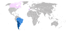 Geographical distribution of Guarani language by official status