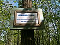 Jericho Trail head sign at junction with Mattatuck Trail.