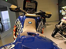 Paris-Dakar 2000 winner Richard Sainct's BMW F650RR in the BMW Museum, Munich, Germany BMWR80GS.jpg