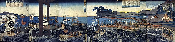 Scroll depicting the invasion by Mōri forces (c. 1855)