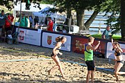 Deutsch: Beachhandball Europameisterschaften 2019 (Beach handball Euro); Tag 4: 5. Juli 2019 – Frauen, Viertelfinale, Niederlande-Griechenland 2:1 (25:12, 18:24, 7:6) English: Beach handball Euro; Day 4: 5 July 2019 – Quarter Final Women – Netherlands-Greece 2:1 (25:12, 18:24, 7:6)