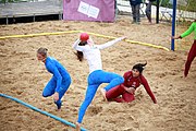 Deutsch: Beachhandball bei den Olympischen Jugendspielen 2018; Tag 6, 12. Oktober 2018; Mädchen, Platzierungsrundenspiel – Russland-Venezuela 2:0 English: Beach handball at the 2018 Summer Youth Olympics at 12 October 2018 – Girl's Consolation Round – Russland-Venezuela 2:0