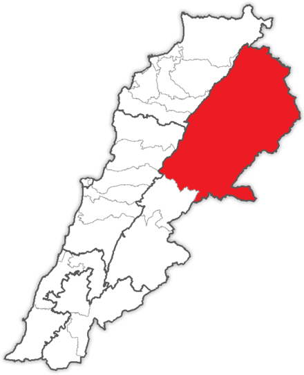 The Bekaa III electoral district, covering the Baalbek-Hermel Governorate Bekaa III electoral district (2017 Election Law).png