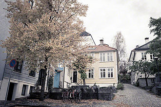 Nordnes has several dense clusters of wooden houses and narrow alleys Bergenssmau (105002).jpg