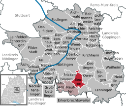 Läget för Beuren i Landkreis Esslingen