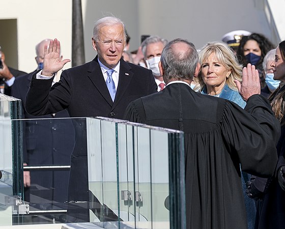 Biden taking the oath of office.