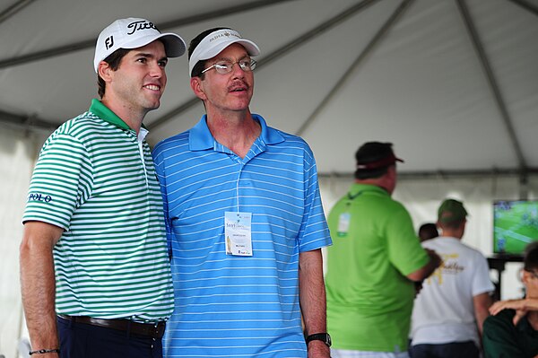 PGA Tour golfer Ben Martin (left) at a Birdies for the Brave event following his round at the 2014 Sony Open