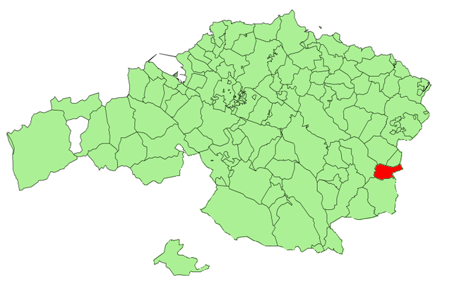Localização do município de Zaldívar na Biscaia