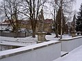 Figur des heiligen Erazims auf der Steinbrücke in Bělá nad Radbuzou