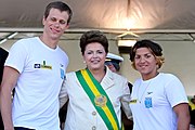 With Dilma Rousseff and Ana Marcela Cunha (7 September 2011)
