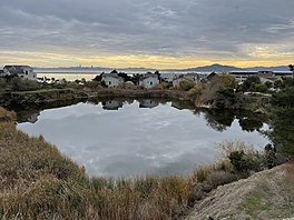 Brickyard Cove Pond with San Francisco and Angel Island in the background at sunset.jpg