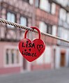 * Nomination Padlock in Colmar (Haut-Rhin, France). --Gzen92 07:37, 17 March 2022 (UTC) * Promotion Nice composition, good quality, and I wish the two lovers a long and happy relationship. -- Ikan Kekek 07:48, 17 March 2022 (UTC)