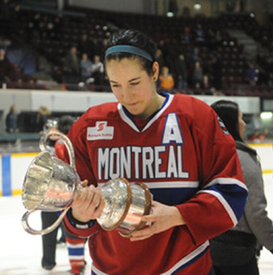 Caroline Ouellette with Clarkson Cup on March 27, 2011
