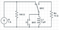 This circuit shows an inductor sitting between a charging circuit and discharging circuit. Because most switches are BBM, a push button was added to short the inductor before the SPDT switch is thrown. Both switches could be replaced by a single SPDT MBB switch. However simulation software typically just has BBM switches.