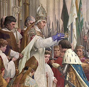 The coronation of Charles VII of France (1429), detail of the painting Jeanne d'Arc
(1886-1890) by Jules Eugene Lenepveu Charles-vii-courronement- Pantheon III.jpg