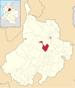Lokasi kotamadya dan kota Zapatoca di Departemen Santander, Kolombia