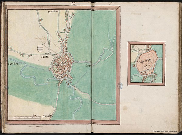 Mapa Condé-sur-l'Escaut z roku 1545 od Jacoba van Deventera