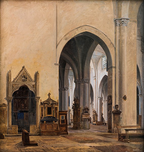 File:Constantin Hansen, Det indre af S. Maria sopra Minerva i Rom, 1839, 0082NMK, Nivaagaards Malerisamling.jpg