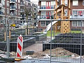 View on the construction of a playground on Ten Kate plein, Amsterdam Oud-West 2013; photo, Fons Heijnsbroek