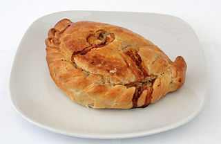 Pasty baked pastry filled with meat or vegetables