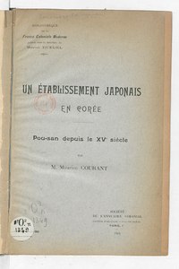 Maurice Courant, Un établissement japonais en Corée, 1904    
