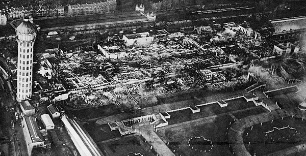 The South Tower after the fire; much of John Logie Baird's television equipment was destroyed.