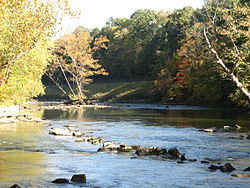 A view of the river from the Ohio and Erie Canal Tow-Path Trail