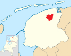 Ligging van Dantumadiel in Friesland-provinsie